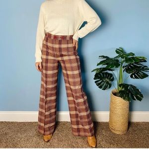 1960s bell bottoms - burgundy herringbone
